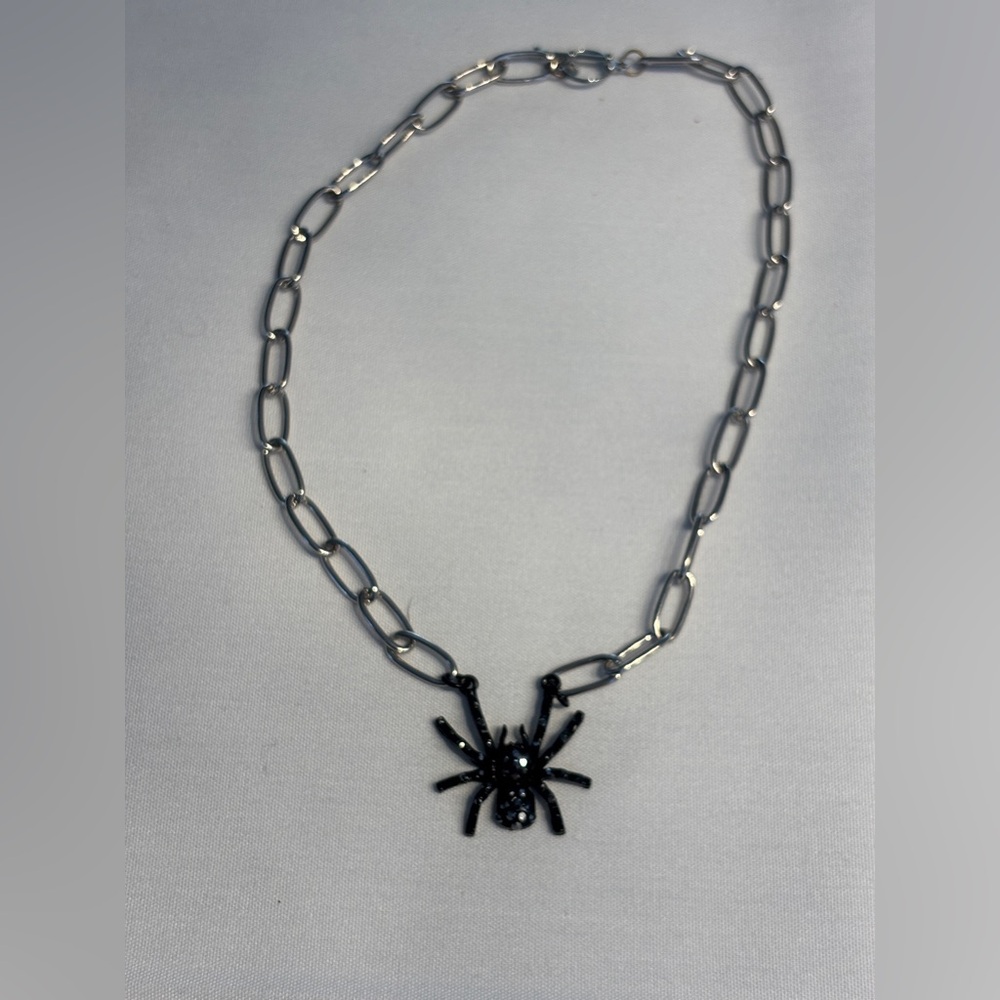 Black Spider Pendant Necklace
